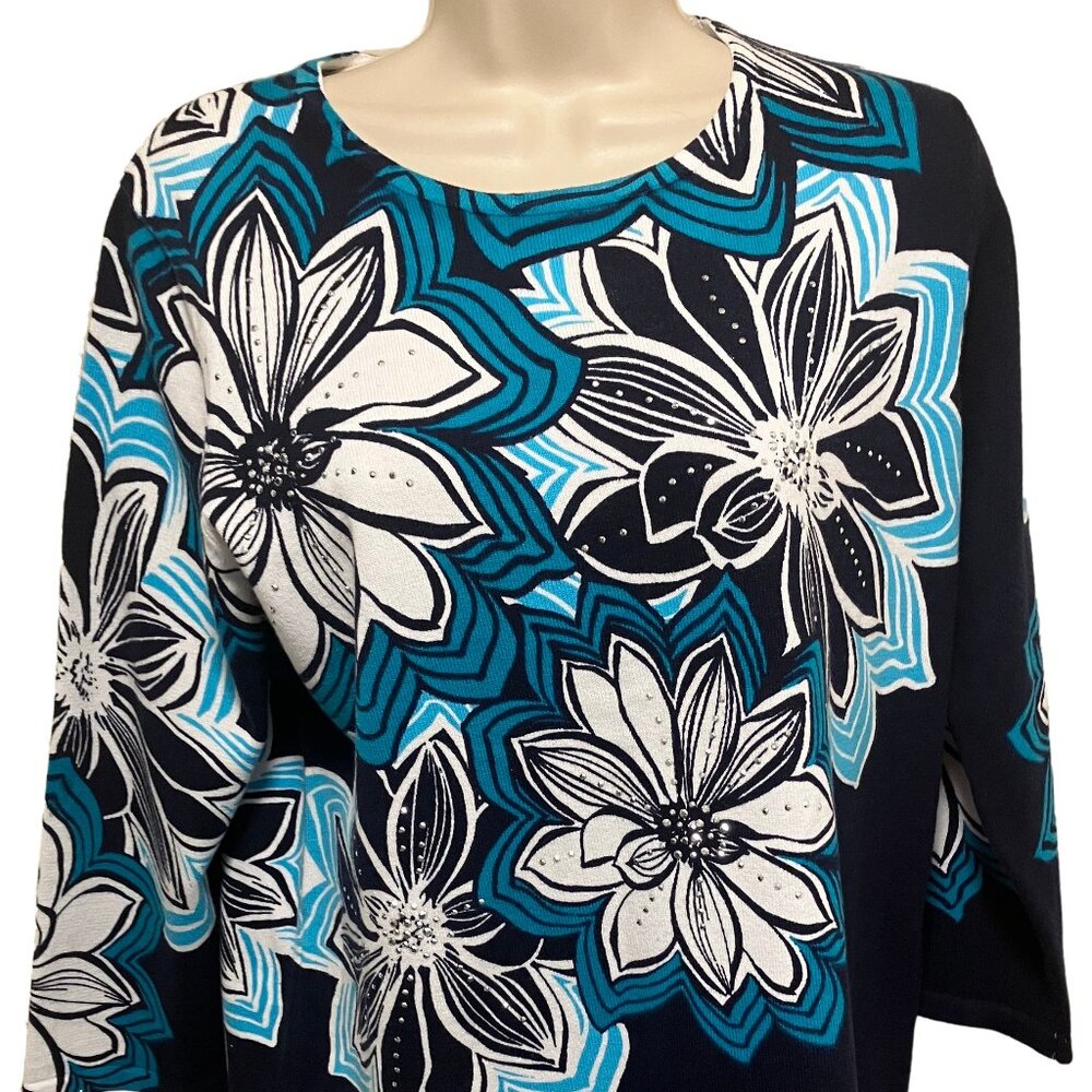 NWT Alfred Dunner 3/4 Sleeve Blouse Size: Medium Petite